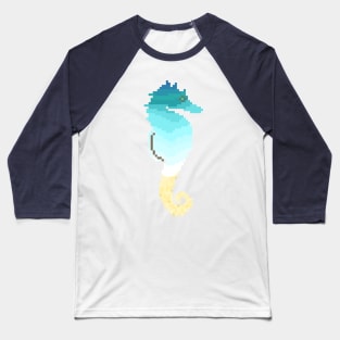 Modern Pixel Ocean Seahorse Baseball T-Shirt